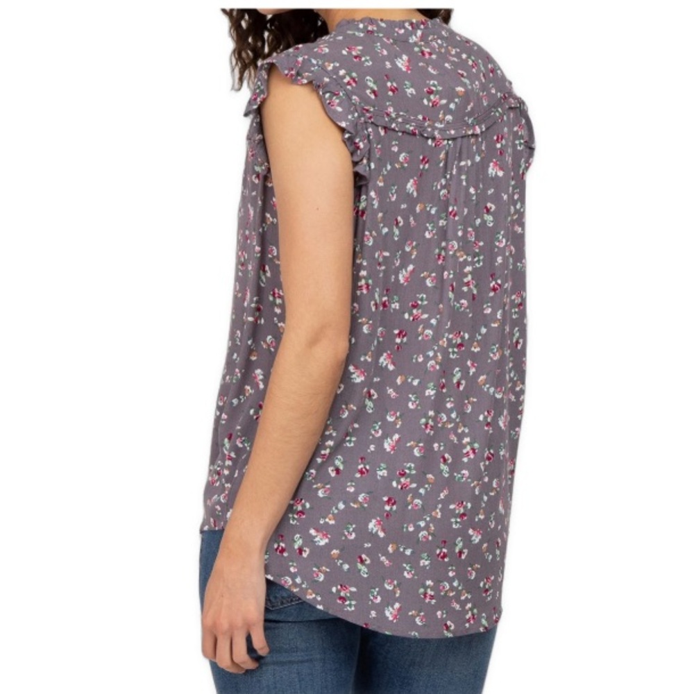 Women’s Small Kori Lavender Purple Floral Ruffle Sleeve Blouse - Picture 8 of 9